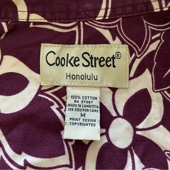 COOKE STREET Honolulu Maroon Floral Tropical Aloha Hawaiian Shirt Men M Medium - Picture 4 of 5